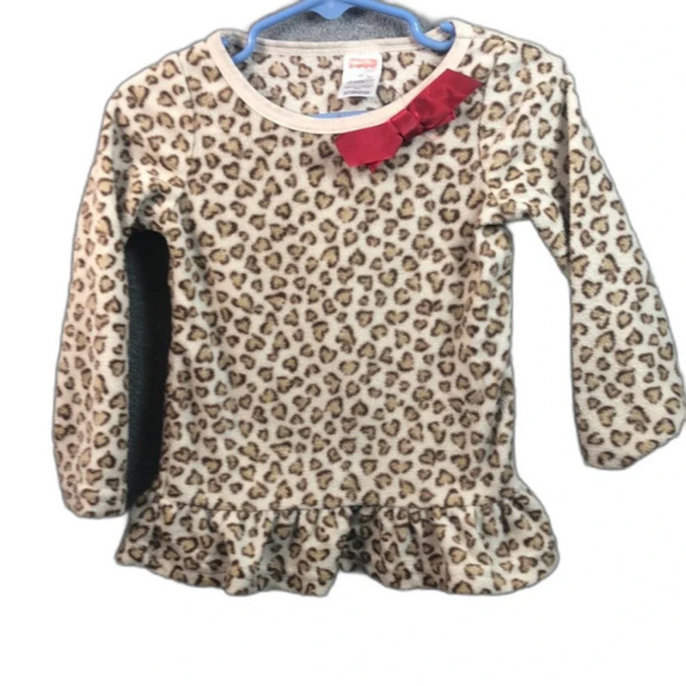 Fisher‎ Price Leopard Print Long Sleeve Top with Bow Detail, Size 12 Months